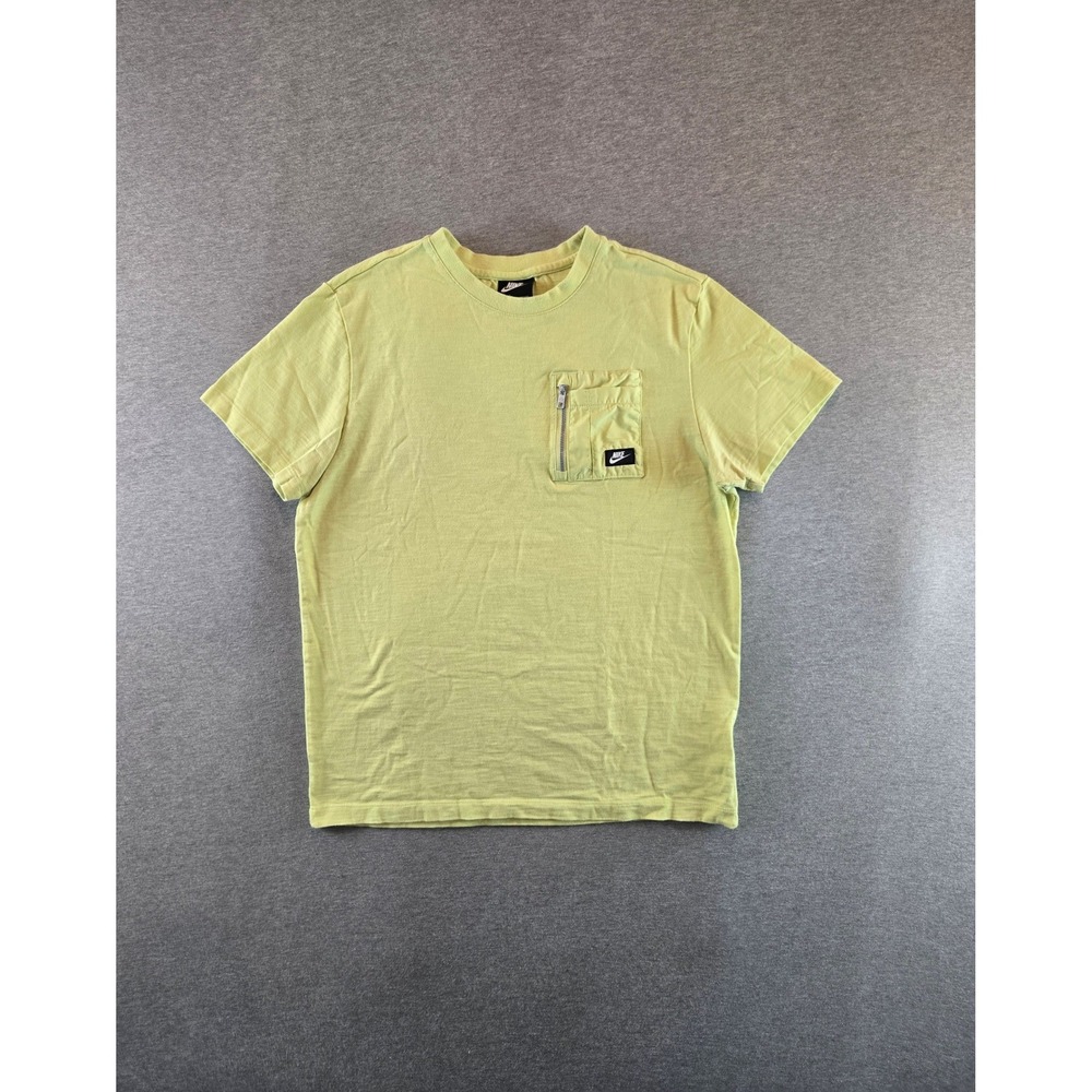 Nike Utility Pocket T-Shirt Mens Medium Lime Green DD1119 Zipper Short Sleeve